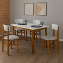 Ver imagem 1 de Conjunto Mesa de Jantar Base Madeira Maciça com 4 Cadeiras Elisa Ideal para Apto 1,20 X 80 Off