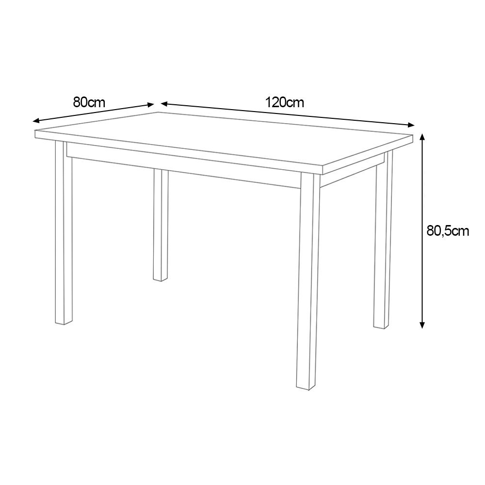 Conjunto Mesa de Jantar Base Madeira Maciça com 4 Cadeiras Elisa Ideal para Apartamenteo 1,20 X 80 o - 5