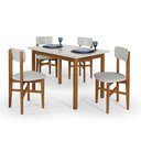 Ver imagem 4 de Conjunto Mesa de Jantar Base Madeira Maciça com 4 Cadeiras Elisa Ideal para Apto 1,20 X 80 Off