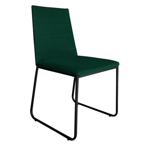 Cadeira de Jantar Lille Base Aramado Preta Veludo Verde - Montanaris Decor