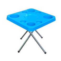 Mesa Praia Petisqueira Dobravel e Suporte Guarda Sol Chão Cor:azul - 3