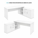 Ver imagem 2 de Mesa de Escritório Pedestal Presidente em L 170x160cm Executiva Tampo 30mm Armário Lateral 3 Gavetas