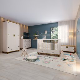 Quarto Infantil Retrô Off White/ Nogueira - 2