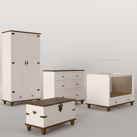 Quarto Infantil Retrô Off White/ Nogueira