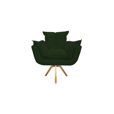 Poltrona Decorativa Opala Base Giratória Suede Verde Ms Decor
