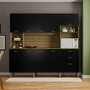 Ver imagem 2 de Armário de Cozinha Compacta 10 Portas e 2 Gavetas 222cm Sense Freijó/preto - Pallazio