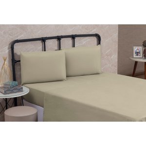 Lençol Casal Padrão sem Elastico com Bainha Avulso Microfibra Premium 01 Peça para Cama Box:cáqui