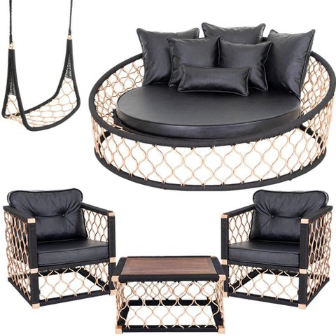 1 Chaise Almofadas Poltronas Balanço Mesa Corda Náutica