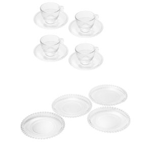 Jogo 8 Peças Xícaras 180ml e Pratos Sobremesa Bolinhas Wolff