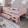 Cama Solteiro com 2 Baus Organizador e Escada Mdf Luna Plus Branco com Rosa - 6