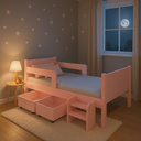 Ver imagem 4 de Cama Solteiro com 2 Baus Organizador e Escada Mdf Luna Plus Branco com Rosa