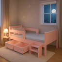 Ver imagem 2 de Cama Solteiro com 2 Baus Organizador e Escada Mdf Luna Plus Branco com Rosa