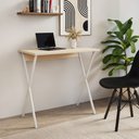 Ver imagem 1 de Mesa para Computador X 90x53 com Estrutura em Ferro para Escritório - Ferro Branco Tampo Off White