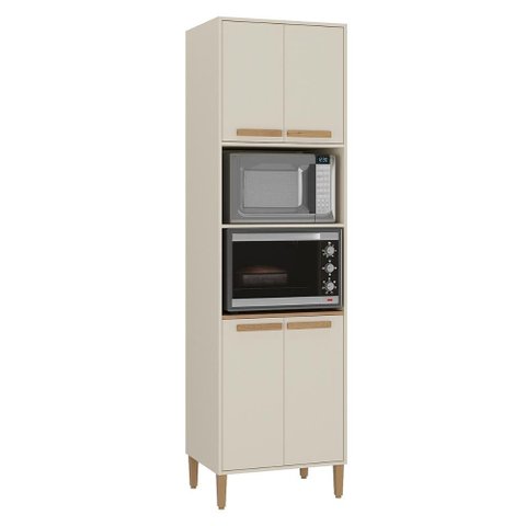 Armario Cozinha Paneleiro Munique com 4 Portas Off White/canelato