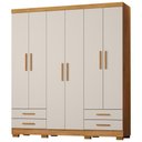 Ver imagem 1 de Guarda Roupa Casal 6 Portas 4 Gavetas 182 cm Santiago Cedro Areia Rudk
