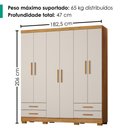 Ver imagem 3 de Guarda Roupa Casal 6 Portas 4 Gavetas 182 cm Santiago Cedro Areia Rudk