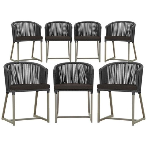 7 Cadeiras de Jantar Área Noronha Fendi E9 Trama Original Preto