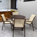 Ver imagem 2 de Jogo de Mesa 90cm Resistente 4 Cadeiras Praia em Aluminio Tela Sling para Piscina Jardim Varanda