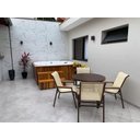 Ver imagem 3 de Jogo de Mesa 90cm Resistente 4 Cadeiras Praia em Aluminio Tela Sling para Piscina Jardim Varanda