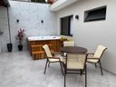 Ver imagem 3 de Jogo de Mesa 90cm Resistente 4 Cadeiras Praia em Aluminio Tela Sling para Piscina Jardim Varanda