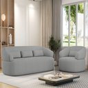 Ver imagem 1 de Conjunto Poltrona e Sofá Living Orgânico Duomo 1,30m Boucle Just Time
