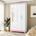 Ver imagem 1 de Guarda Roupa com Espelho Valentina Branco/titanium/azul Mate/rosa Mate