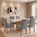 Ver imagem 1 de Conjunto de Mesa 6 Lugares Carol com 6 Cadeiras Espanha MDF Cinamomo e Off White