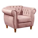 Ver imagem 1 de Sofá Nobreza Poltrona Chesterfield Vintage Retrô Clássico Veludo Rosê