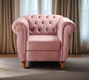 Ver imagem 5 de Sofá Nobreza Poltrona Chesterfield Vintage Retrô Clássico Veludo Rosê
