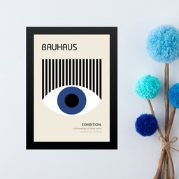 Quadro Arte Olho Azul - Bauhaus 24x18cm - com Vidro:moldura Preta - 2