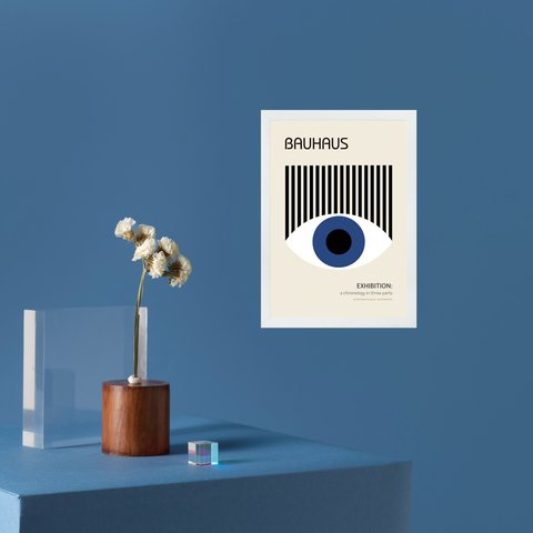 Quadro Arte Olho Azul - Bauhaus 24x18cm - com Vidro:moldura Preta