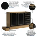 Ver imagem 5 de Balcão para Cozinha 120cm com 2 Portas e 3 Gavetas sem Tampo Conecta Frise Cinamomo/Preto Yescasa