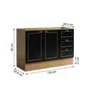 Ver imagem 3 de Balcão para Cozinha 120cm com 2 Portas e 3 Gavetas sem Tampo Conecta Frise Cinamomo/Preto Yescasa