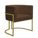 Ver imagem 5 de Kit 4 Poltronas Reforçada Decorativa Sala Nayara Base Ferro Dourado Suede Marrom