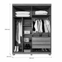 Ver imagem 4 de Guarda-roupa Mônaco - 2 Portas Ripados Deslizantes 3 Gavetas com Espelho - Benetil