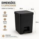 Ver imagem 5 de Lixeira Retangular Pedal Cesto de Lixo Preta Slim 14 Litros Flat Cozinha Banheiro Escritorio Consult