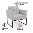 Ver imagem 3 de Poltrona Sala Decorativa Kit 2 Elisa Base Industrial Preta Sintético Cinza D03 - D’Rossi