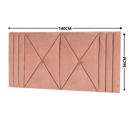 Cabeceira Estofada Casal 1,40cm Rosa Veludo Tóquio Quarto Decoração Lisa - 5
