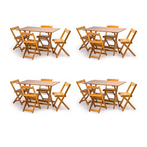 Kit 4 Conjuntos Dobráveis 120x70 com 4 Cadeiras Mel - m.B Móveis