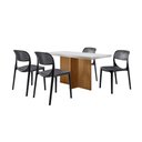 Ver imagem 2 de Conjunto Sala de Jantar Mesa Olímpia 120cm Mdf com Vidro com 4 Cadeiras Zoe Moderna Mobília