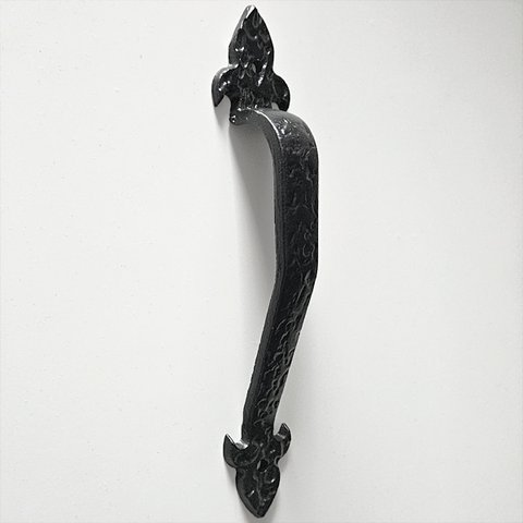 Puxador Duplo Colonial Ferro Fundido Lyon Preto Fosco 280mm Industrial Medieval Rancho Sítio