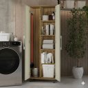 Ver imagem 2 de Armário Organizador Multiuso com 2 Portas e Rodízios Preto com Prateleiras Internas