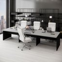 Ver imagem 1 de Plataforma de Trabalho para 6 Pessoas 360cm MDP Cinza Sagrado com Preto F5 Office