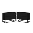 Ver imagem 1 de Conjunto 2 Mesa de Cabeceira Eros 60 Estilo Industrial Base Preta:Preto
