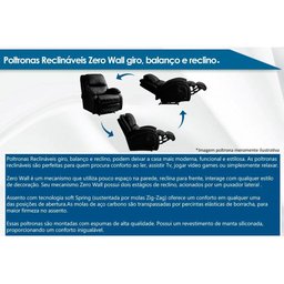 Poltrona Reclinável p/ Sala Da Vinci Malbec Giro e Balanço Suede Marrom Escuro - Probel - 2