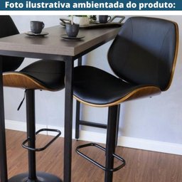 Banqueta Giratória Alta Verona Rivatti em Madeira Revestimento Poliuretano Preto Base Disco Preto - 5 Banqueta Giratória Alta Verona Rivatti em Madeira Revestimento Poliuretano Preto Base Disco Preto - 5