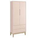 Ver imagem 1 de Guarda Roupa Infantil New Classic 2 Portas Rosa com Pés Madeira Natural – Reller