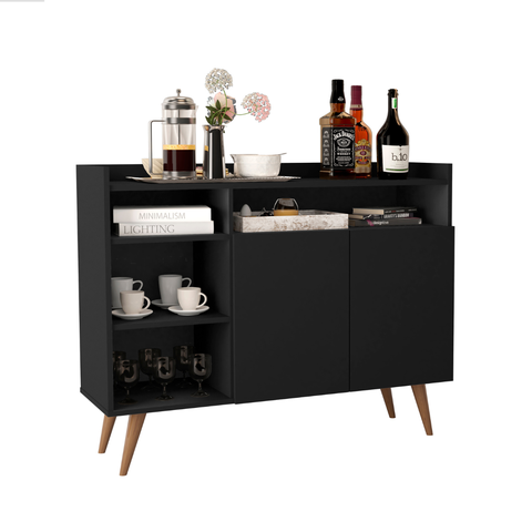 Aparador Buffet para Sala Duas Portas Duas Prateleiras Celta - Giga Móveis:black