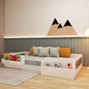 Ver mais imagens de Cama Infantil Montessoriana Solteiro com Revisteiro e Organizador Tamiê Branco