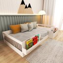Ver imagem 1 de Cama Infantil Montessoriana Solteiro com Revisteiro e Organizador Tamiê Branco